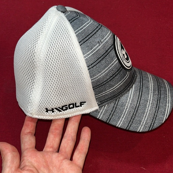 Under Armour GOLF Hat Adult MEDIUM LARGE Gray black white mesh Athletic fitted - Picture 4 of 11